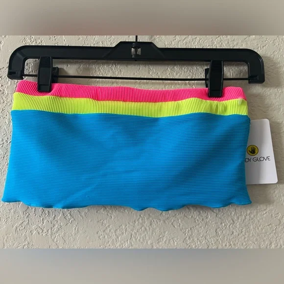 🆕 🩵Body Glove🩷 Pink and Blue Bikini Vibrant Color-Blocking Bandeau - Picture 3 of 6